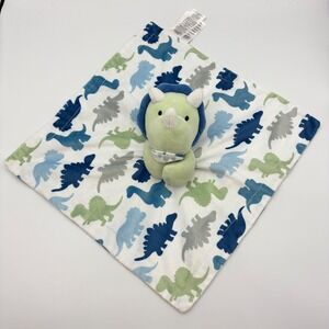 Baby Essentials Dinosaur Triceratops Security Blanket Blue Green Lovey 2024